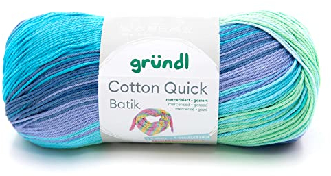 Gründl 4921-01 Cotton Quick Batik Garn, hellblau-violett-apfelgrün, 1 x 100 g