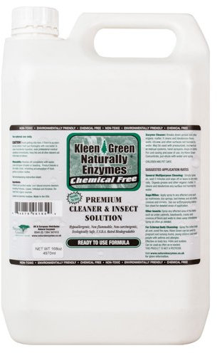 Kleen Green Enzymes Cleaner168oz Non Toxic Spray Assist's in The Removal of Bed Bugs, Invisible Biting Mites, Bird Mites, Scabious Mites, Dust Mites, Fleas, lice & Itchy Skin Problems