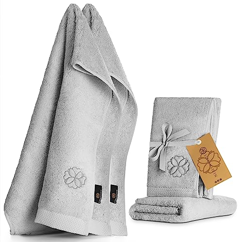 Liebenstein® Premium Handtuch Set - in hellgrau - 2 Duschtücher 70x140 cm und 2 Handtücher 50x100 cm aus feinster Baumwolle mit 550 g/m² - außergewöhnlich weich und saugstark