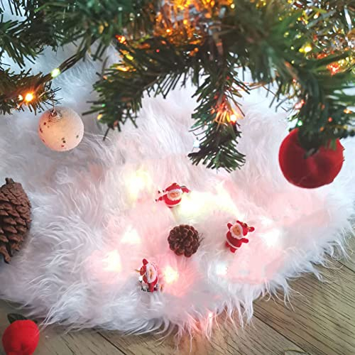 122cm Weiß Plüsch Weihnachtsbaum Rock - Christmas Tree Skirt - Runde Form Christbaumständer Weihnachtsbaum Decke Abdeckung für Weihnachtsbaum Verzierung Bodendekoration Weihnachtsdeko