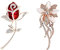 Nifocc Lot de 2 broches en forme de rose pour femme - Avec cristaux - Pour vêtements, pulls, manteau, chapeau, décoration de mariage, de Noël