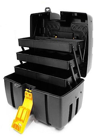 Caja para herramientas de plástico con 3 bandejas, arcón especial para bricolaje con divisiones para guardar o almacenar utensilios (20 x 36 x 19,5 cm, color aleatorio)
