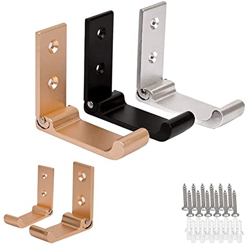 XSHAO 6 Stück Wandhaken Klappbar, Aluminiumlegierung Klapphaken mit Schrauben und Expansionsrohr für Bad Schrank Büro Kopfhörer Wandhalterung (2 Größe, 3 Farben)