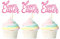 Blumomon 24Pcs Happy Easter Cupcake Toppers Pink Glitter Bunny Ear Cupcake Picks Happy Easter Theme Party Cake Decorations Supplies