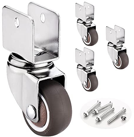 Suwooy Möbelrollen Klein,4 Stück U-bügel-lenkrollen,Transportrollen Räder,Schwenkrollen Mit Bremse,Rollen Für Möbel,Lenkrollen,Für Tische,Blumenständer,Krippen,Mit Zubehör,4Nobrakes-32mm/U16