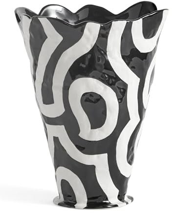 Hay Jessica Hans Shadow Vase aus Steinzeug in der Farbe Schwarz-Weiß, Maße: 19,5cm x 19,5cm x 25cm, 541358