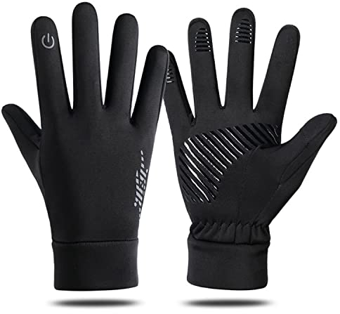 Hsdvdva Fahrradhandschuhe Herren Damen Winter Handschuhe Warme Winddichte rutschfeste Touchscreen Sporthandschuhe für Outdoor Laufen Skifahren Motorrad Radfahren Schwarz L