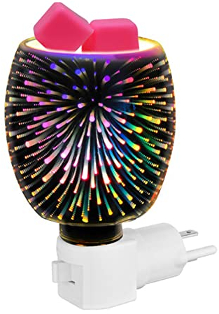 Syfunlv 3D Lampe Daromathérapie, Brûleur à Mazout électrique, Brûleur À Cire en Verre, Brûleur à Cire Fondant Diffuseur Dhuile Plus Chaud Veilleuse pour Femmes Fille Cadeaux Et Décor, 12 * 8 cm