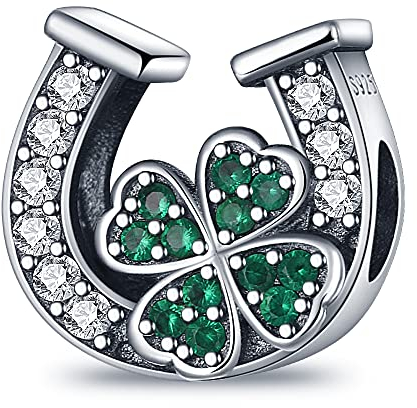 LNQOBU Ciondolo in Argento Sterling 925 Charm Bead con Bracciale e Collane Europei da Donna,Perline Intarsio con 5A Zircone per Donna Perline