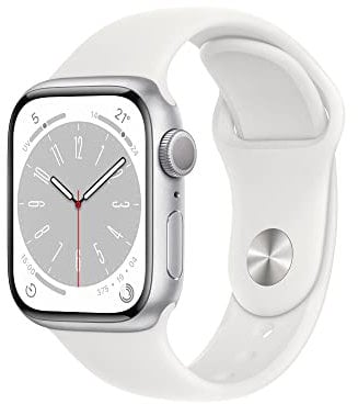 Apple Watch Series 8 (GPS, 41MM) Silver Aluminum Case with White Sport Band (Ricondizionato)