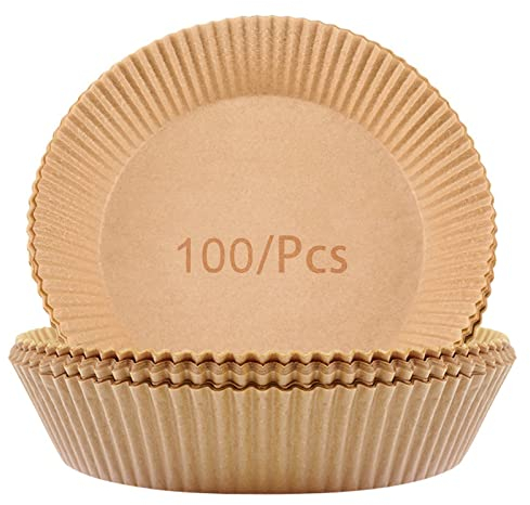 100 pz Carta per Friggitrice ad Aria, Carta Pergamena Rotondo, Carta da Forno Resistente All'acqua e All'olio Per Alte Temperature