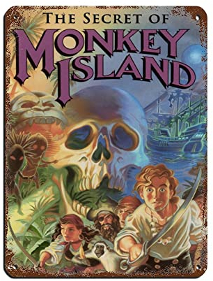 RIELLI Blechschild The Secret of Monkey Island, Vintage-Metall, Pub, Club, Café, Bar, Zuhause, Wandkunst, Dekoration, Poster, Retro, 30 x 40 cm