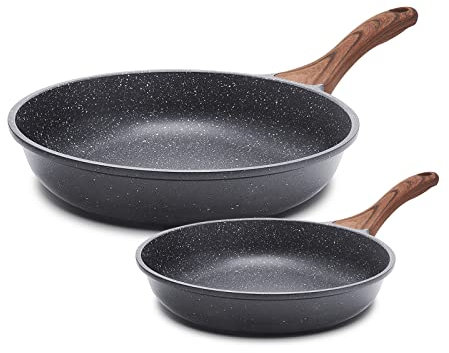 SENSARTE Nonstick Frying Pan Skillets, Swiss Granite Coating Omelette Pans, Healthy Cookware Chef's Pan, Free of Intentionally Added PFOA (8+12.5 Inch)