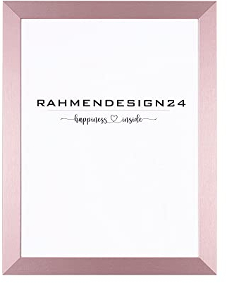 Rahmendesign24 Bilderrahmen Milano 21x29,7 (DIN A4) Roségold ANTIREFLEX/ENTSPIEGELT, Fotorahmen, Wechselrahmen, Posterrahmen, Puzzlerahmen