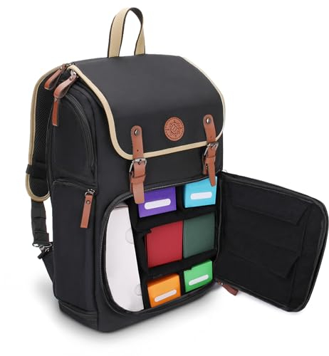 ENHANCE Sammelkarten-Aufbewahrungsbox, Rucksack in voller Größe für Spielkarten – Platz für Kartenordner, TCG-Box-Aufbewahrung, Spielmattenhalter, kompatibel mit Magic the Gathering, Pokemon (Schwarz)