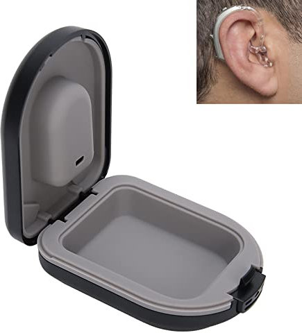 Haosie Hearing Aid Case, BehindtheEar Hearing Aid Box, Waterproof Drop Resistance Storage Box, Black (2.6 x 2 x 1in)