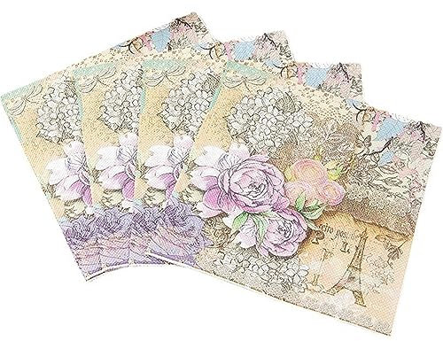 Retro Servietten 2-lagig (33 x 33 cm) I 20 Stück I Perfekt für Geburtstage, Partys, Hochzeiten, Kommunion und Feiern I Papierservietten Bunt - Blätter, Rahmen, Ornament I Leaves Frame