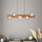 Lightbox Nature Hängelampe - 150 x 100 x 6 cm - moderne Pendelleuchte mit Holz Balken & LED Kreise & Kabel kürzbar & 3 Stufen Dimmer - 34 W, 4100 lm, 3000 K - aus Metall/Holz - in Matt Schwarz/Braun