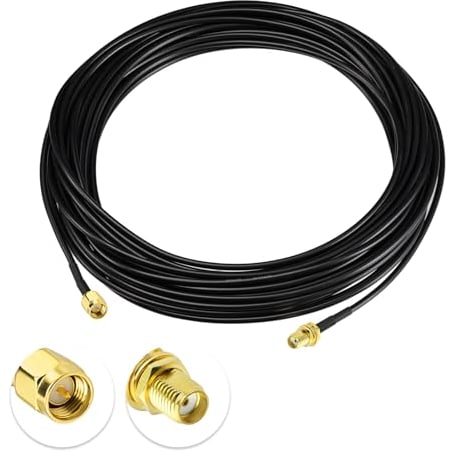 Bingfu Câble Rallonge SMA 10 m - Adaptateur de SMA Mâle à Femelle - Câble Coaxial RG174 pour Antenne 4G LTE GSM GPS Routeur Gateway Modem RTL-SDR Camera Radioamateur Récepteur ADS-B RTL-SDR