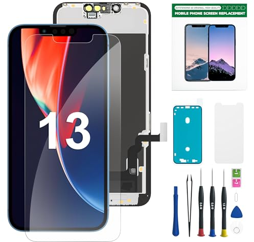 Hoonyer Display für iPhone 13 LCD Ersatz Bildschirm 6,1 Zoll,für iPhone 13(A2631 A2634 A2635),Touch Screen Digitizer mit kompletten werkzeugen