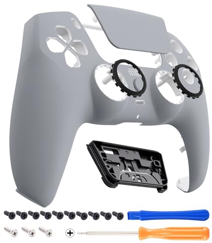 eXtremeRate Luna Re-Design Front Gehäuse für ps5 Controller BDM-010/020/030/040/050 Model, Ersatz Hülle Faceplate&Touchpad&Accent-Ring, Custom integrierend Case Cover für ps5 Controller-Grau