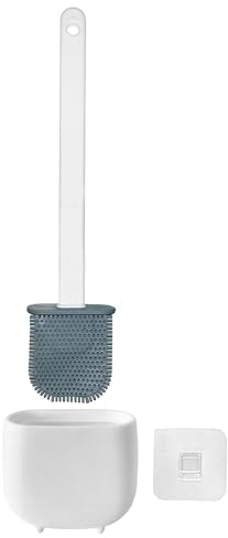 WELL HOME MOBILIARIO & DECORACIÓN Escobilla y Portaescobillas de Inodoro, Cepillo y Soporte para WC, Silicona, TPR y Caucho termpoplástico, Blanco