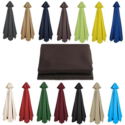Toldo De Repuesto para Sombrilla De 2m, 2,7m, 3M, UV50+, Impermeable, 6/8 Varillas, Tela De Repuesto para Sombrilla De Jardín, Cubierta De Repuesto para Parasol En Voladizo (Color : Brown, Size : 6
