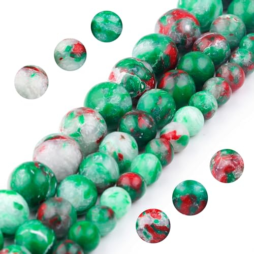 Youngbling Natürliche Edelsteinperlen zur Schmuckherstellung, 6 mm, grüner kaiserlicher Jaspis, poliert, rund, glatte Steinperlen, echte Steinperlen für Armband, Halskette, 38,1 cm (grüner imperialer