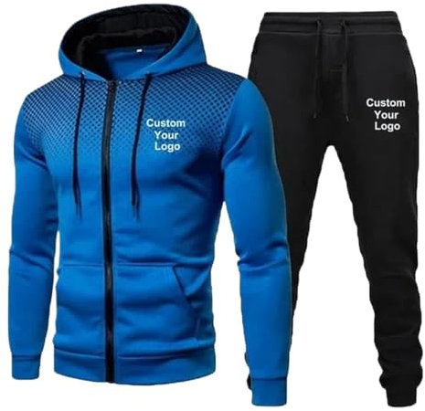 NiQiShangMao Personalisiert Ihr Jede Wunsch Logo Foto Text Trainingsanzug Herren Sportbekleidung Hoodie Kapuzenpullover Jogginghose Zweiteiliges Set Herbst Winter Anzug Color2,3XL