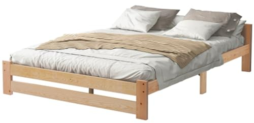 Massives Kiefernholzbett Mit Kopfteil Und Lattenrost-doppelbett, Quietschfreies Gestell, Geeignet Für Einzel- Oder Gästezimmer (matratze Nicht Im Lieferumfang Enthalten)