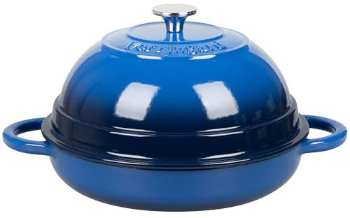 VORRINGARD Cocotte en fonte émaillée avec couvercle pour la cuisson du pain, four à pain, 6 litres, bleu