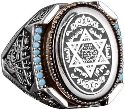KAMBO David of Star Ring, Siegel des Salomo, arabischer Ring, 925 K massives Sterlingsilber, Silber, Kein Edelstein