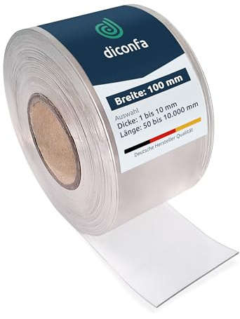 diconfa PVC-Streifen glasklar 100mm 10cm breit - 0,05 bis 10m lang - 1 bis 10mm stark ==> 100 x 500 x 1mm (10 x 50cm) - Gummistreifen Weich-PVC durchsichtig transparent Streifenvorhang Meterware