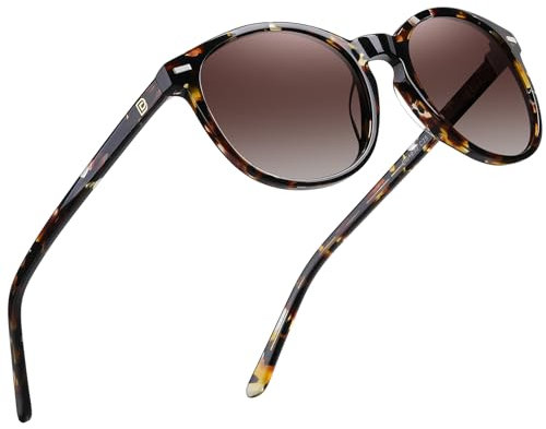 DUCO Retro Polarisierte Damen Sonnenbrille Vintage UV400 Schutz Sonnenbrillen Leichtgewicht Acetat Rahmen 1230 (Tortoise Rahmen Gradient Braun Linse)
