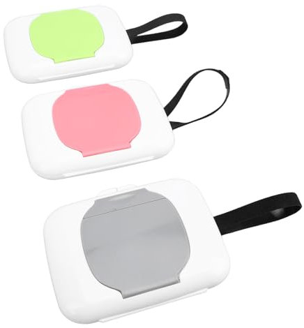 Pssopp 3Pcs Portable Reusable Baby Wipe Dispenser with Secure Fixing for Stroller and Car Handles, Travel Wipes Case Set for Easy Access on the Go