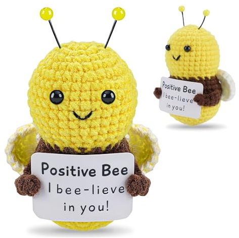 Calkkrer Gehäkelte Positive Qualle Kuscheltiere, Glücksbringer und Taschenumarmung, Emotionale Unterstützung Geschenk