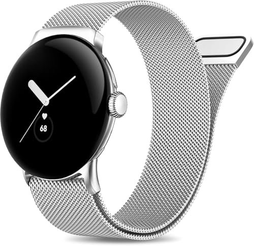 YASPARK Armband für Google Pixel Watch 3 45mm, Edelstahl Magnetisches Mesh Metall Ersatzbänder für Google Pixel Watch 3 45mm, Armband für Herren Damen
