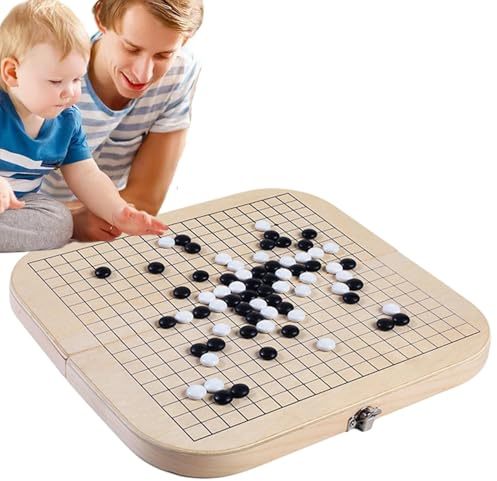 Go Faltbares Spielbrett Traditionelles Go-Spielset | Gomoku Brettspiel aus Holz, klassisches chinesisches Spiel, Lernspielzeug für Kinder und Erwachsene, ideal für Zuhause und Reisen