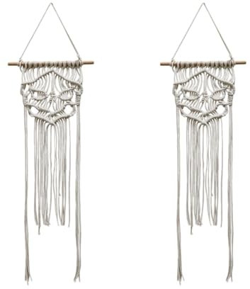 Amosfun 2st Makramee-wandkunst Schläger Quastenanhänger Für Die Wand Teppich Grüne Fänger Hängend Ästhetisch Wandbehänge Schlafzimmerdekoration Anlage Wandbehang Aus Makramee Holz