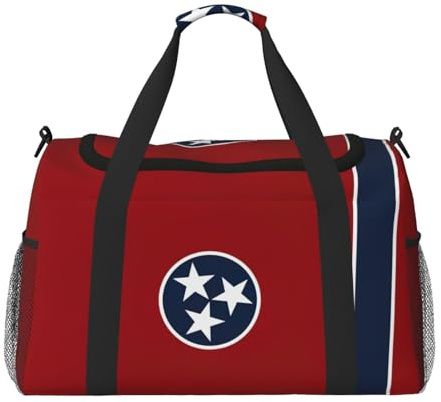Tennessee State Flag Travel Seesack mit Reißverschlüssen und Griffen, Große faltbare Seesack für Familienurlaub, blacks, One size