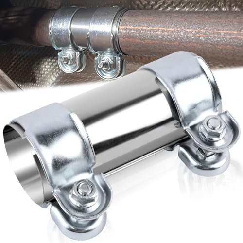 Collier Echappement Raccord de Tuyau D'Échappement Manchon Echappement 50x125mm Collier de Serrage Double pour Tuyau D'Échappement de Silencieux En Acier Inoxydable pour Voiture Moto Camions