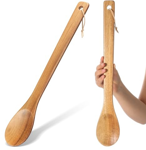 Baderke 18 Inches Extra Long Wooden Spoons Acacia Heavy Duty Stir Paddle for Cooking, Mixing, Stirring Large Non-stick Kitchen Wooden Spoons Heat Resistant Cooking Tool Chef Mom Gifts