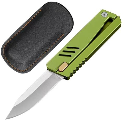 Amacigana Navaja de Gravedad cuchillos de gravedad CPM154, Funda de Cuero Incluida y Diseño Compacto (A 05)