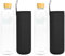 Lot de 2 bouteilles d'eau en verre avec bouchon en bambou, écologique, recyclable, réutilisable, sans toxines, sans BPA (2 bouteilles sans devise + étui noir, 1 500 ml)