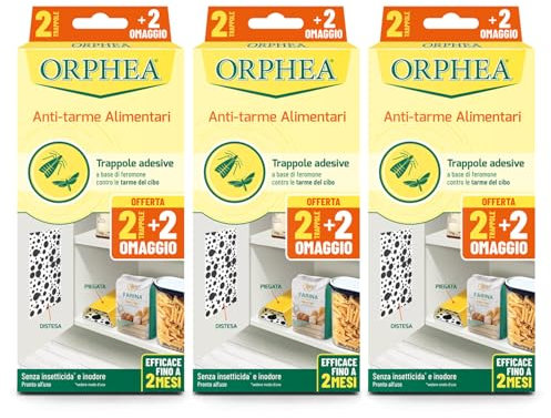 Orphea Antitarme Alimentare, Trappole Adesive Contro Le Tarme del Cibo, Farfalline, Senza Insetticida E Inodore, 12 Trappole