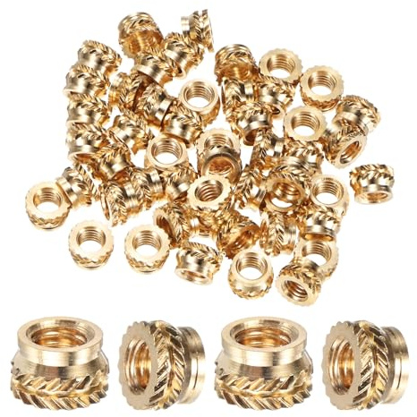 M METERXITY 50-Pack Threaded Inserts - M5 x 5mm L x 8mm OD Brass Heat Set Insert Nuts, for 3D Printing Components/Plastic Parts/Miniature Electronics Female Metric Knurled Nuts