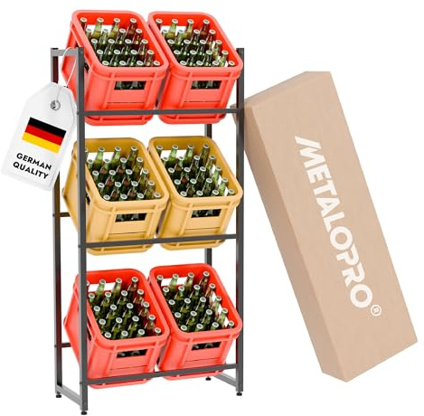 MetaloPro Lagerregal Depot G ränkekistenreg 6 Kist – Modernes Design | Hochwertiges Metall, Ideal für Keller und Garage, Hochwertige materialien, Hohe tragfähigkeit, Vielseitig einsetzbar