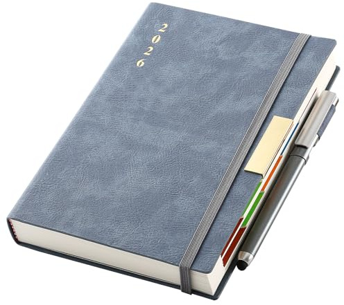 Terminplaner 2026, A5, Seite pro Tag, Terminplaner 2026 von Januar bis Dez, Ganzjahresplaner 2026, Hardcover-Tagesplaner mit bunten monatlichen Registern, Stift, Stiftschlaufe, Innentasche