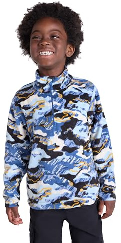 Mountain Warehouse Pursuit Printed Kids Hoodie - Microfleece, Anti-pill, Breathable Girls & Boys Sweatshirt - Best for Autumn Winter, Camping, Outdoors, Travelling Corn Blue Kids Size 9-10 Years