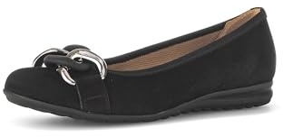 Gabor Damen Klassische Ballerinas, Frauen Ballerinas,Komfort-Mehrweite,orthopaedisch,einlege-Sohlen,Soft-Move,schwarz(Uni+asilb),42.5 EU / 8.5 UK